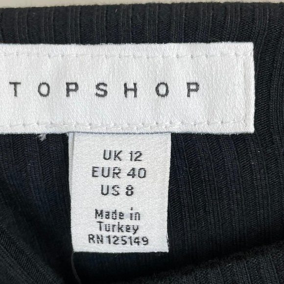 Topshop black ribbed lined cropped strapless bandeau tube top 8 or medium - Picture 9 of 12